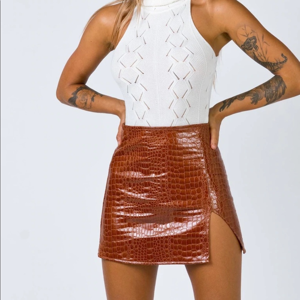 New Motel Rocks Brown Snakeskin Mini Skirt